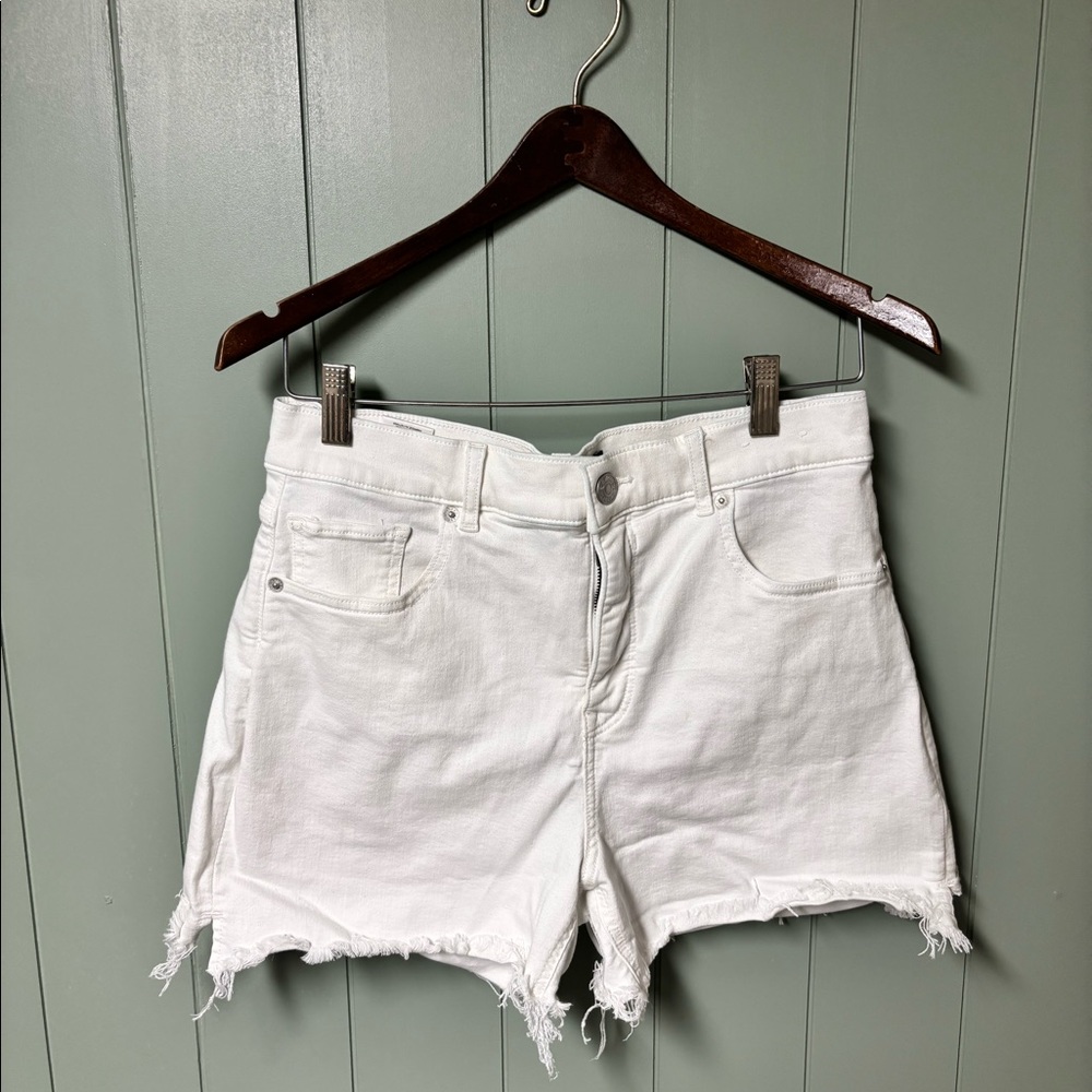 High rise white Jean Shorts